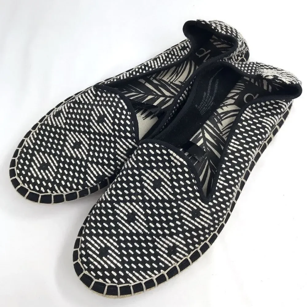 DV Dolce Vita DESIREE Black Cream Woven Geometric Ethnic Espadrille Slip on Flat